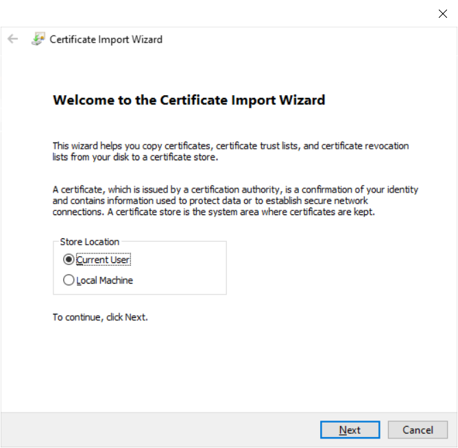 Fig.2.8: Vazhdimi me importim të certifikatës